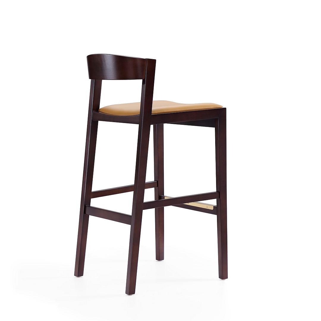 Manhattan Comfort Klismos 41"H Camel & Dark Walnut Beech Wood Barstool
