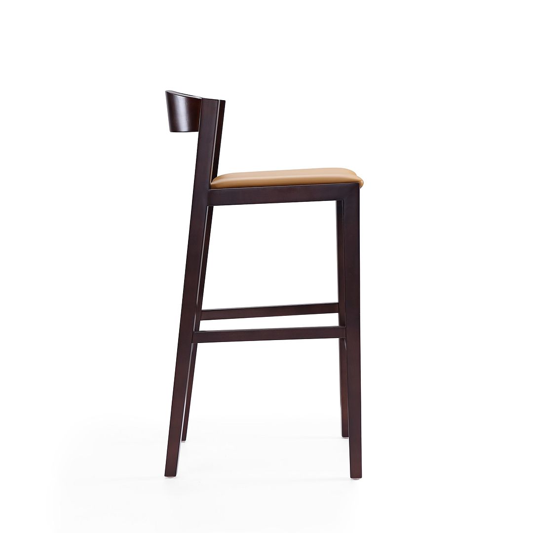 Manhattan Comfort Klismos 41"H Camel & Dark Walnut Beech Wood Barstool