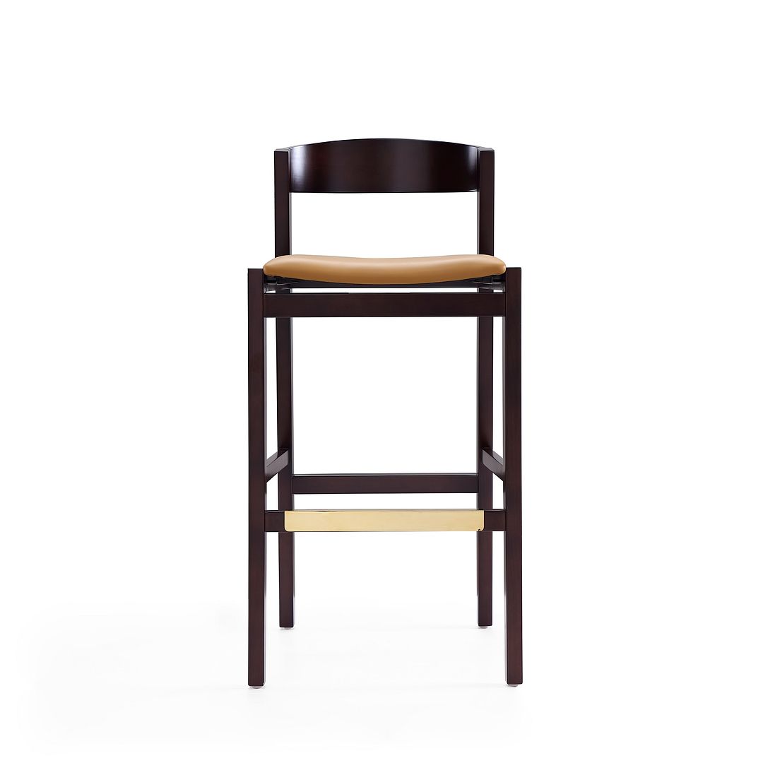 Manhattan Comfort Klismos 41"H Camel & Dark Walnut Beech Wood Barstool