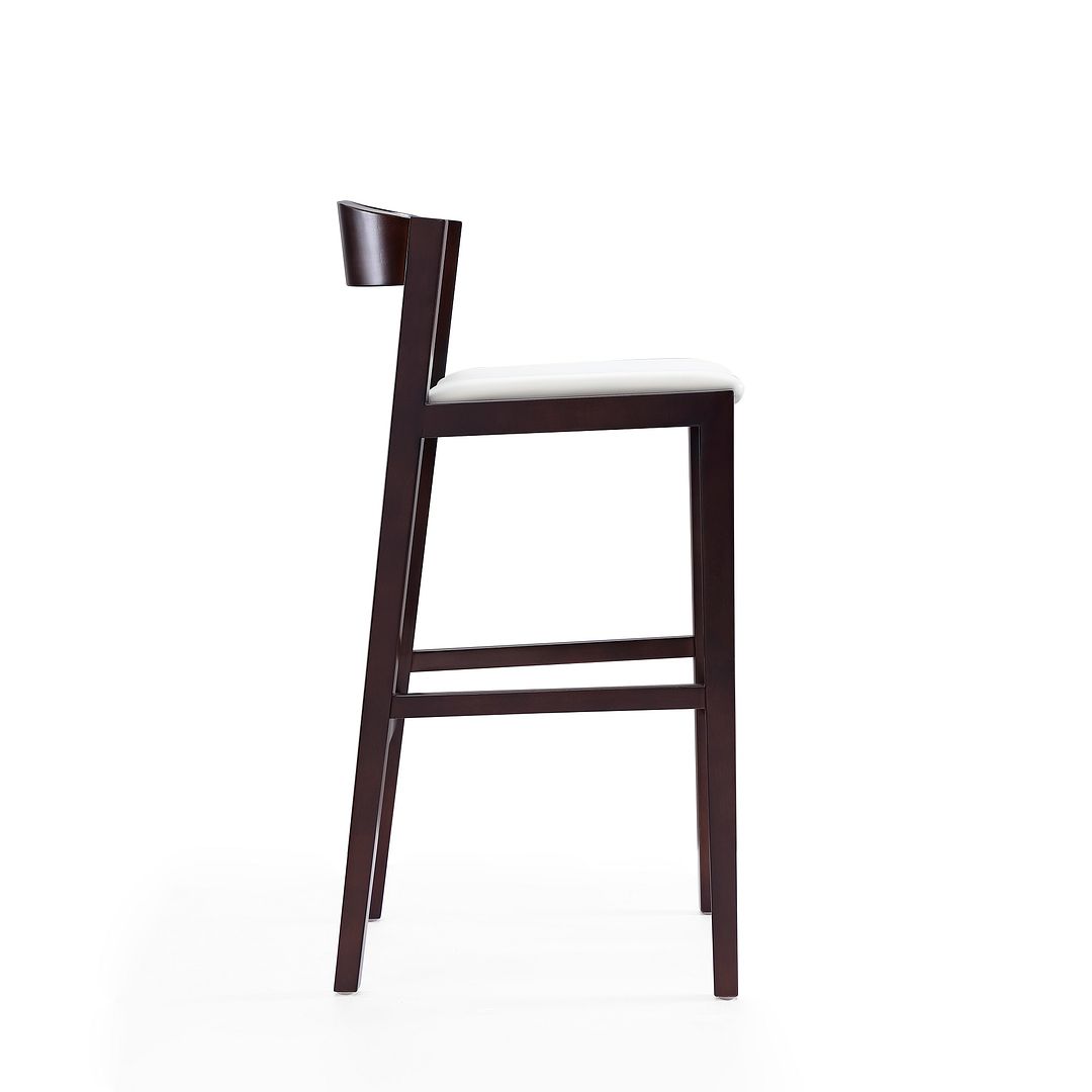 Manhattan Comfort Klismos 41"H Ivory & Dark Walnut Beech Wood Barstool