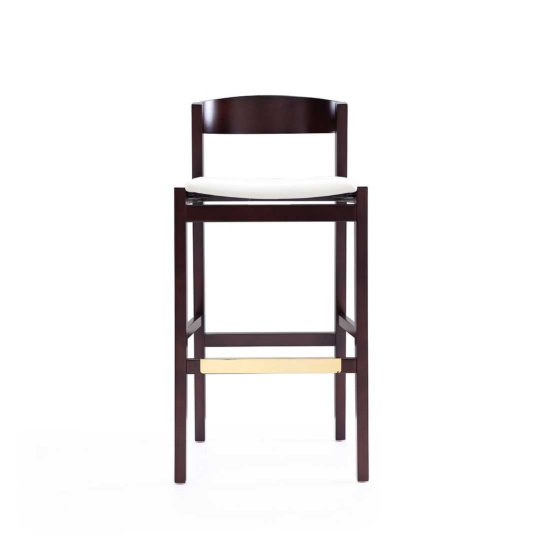 Manhattan Comfort Klismos 41"H Ivory & Dark Walnut Beech Wood Barstool