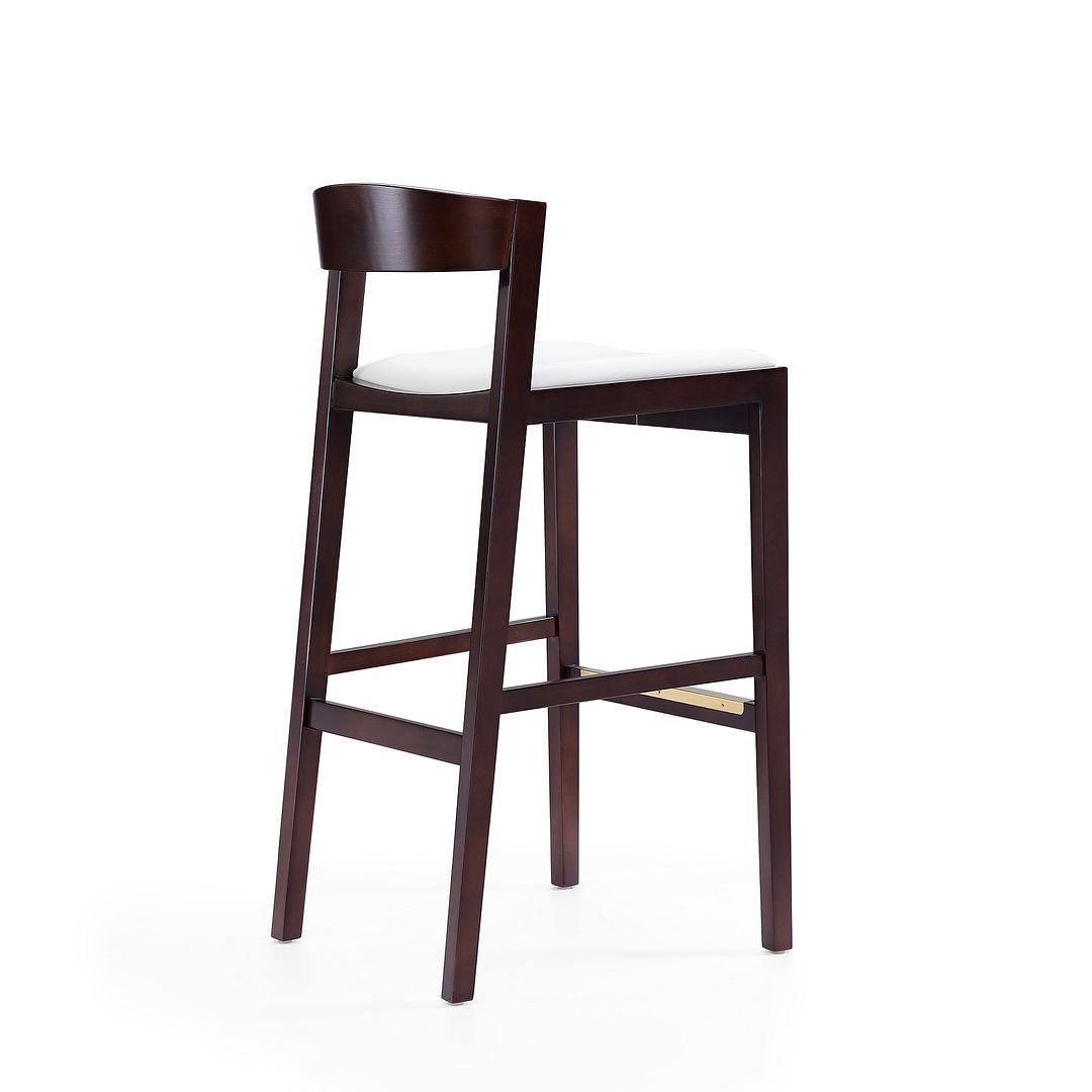 Manhattan Comfort Klismos 41"H Ivory & Dark Walnut Beech Wood Barstool