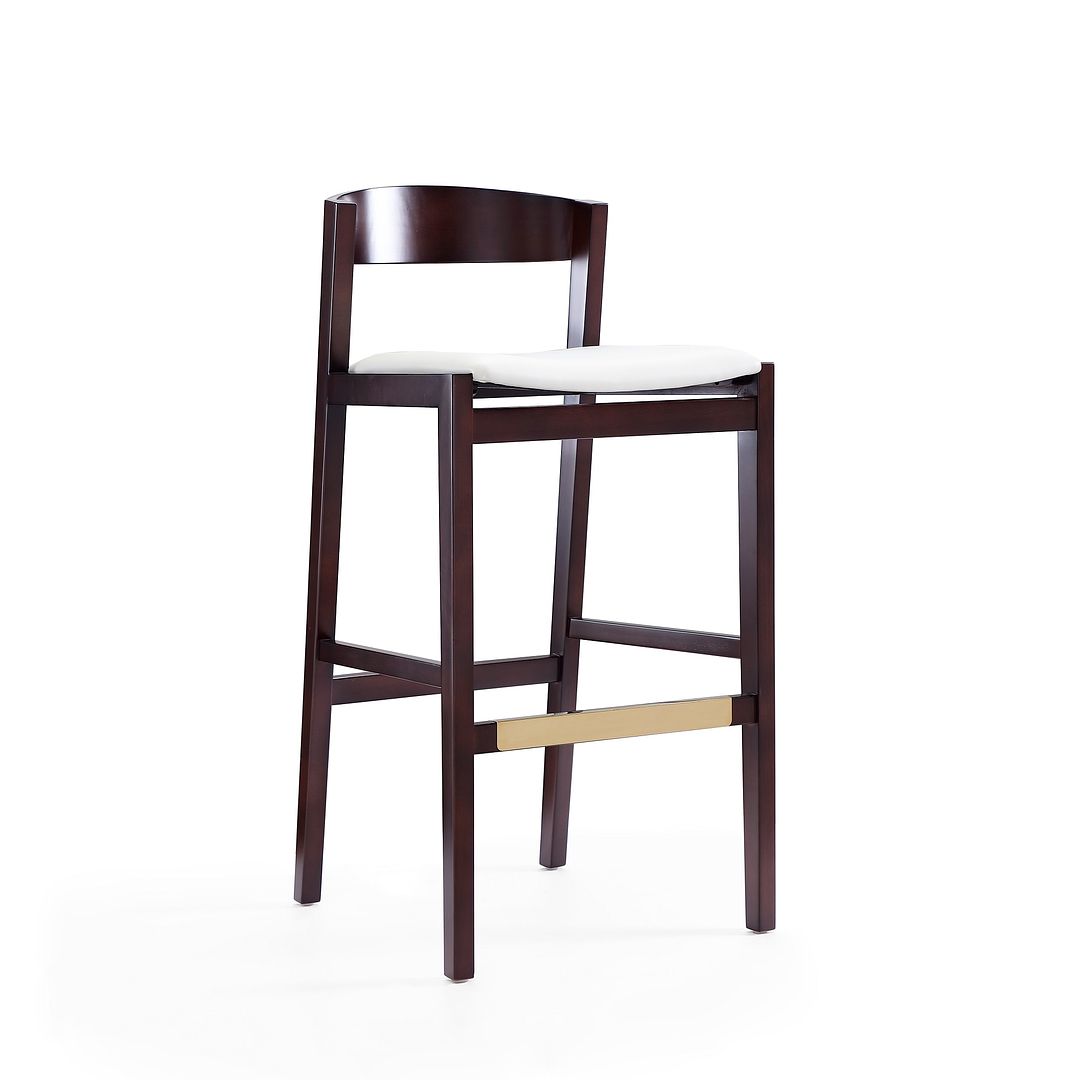 Manhattan Comfort Klismos 41"H Ivory & Dark Walnut Beech Wood Barstool
