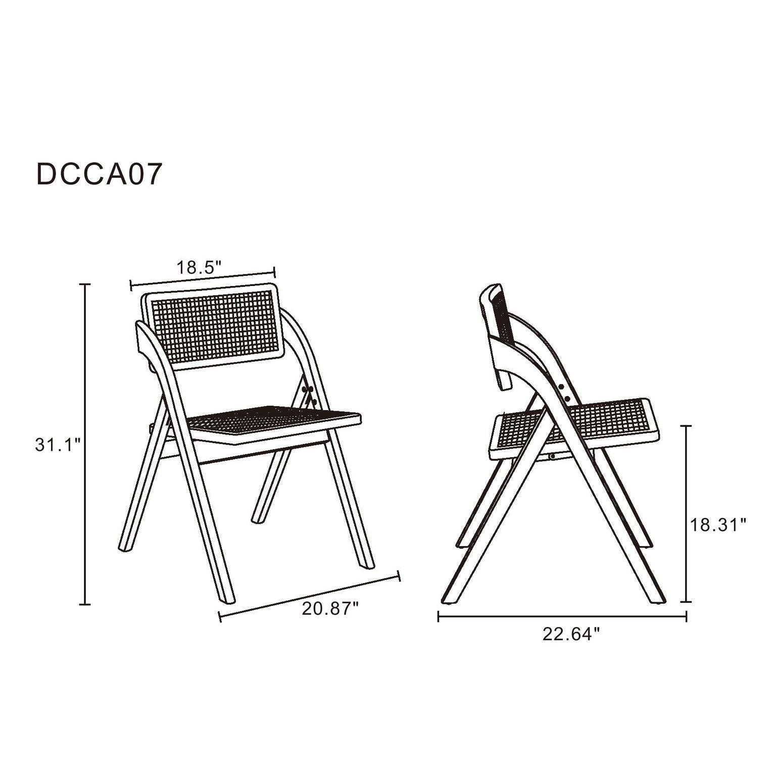 Manhattan Comfort Lambinet Black & Natural Cane Folding Dining Chairs In A Set Of 4
