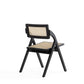 Manhattan Comfort Lambinet Black & Natural Cane Folding Dining Chairs In A Set Of 4