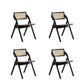 Manhattan Comfort Lambinet Black & Natural Cane Folding Dining Chairs In A Set Of 4