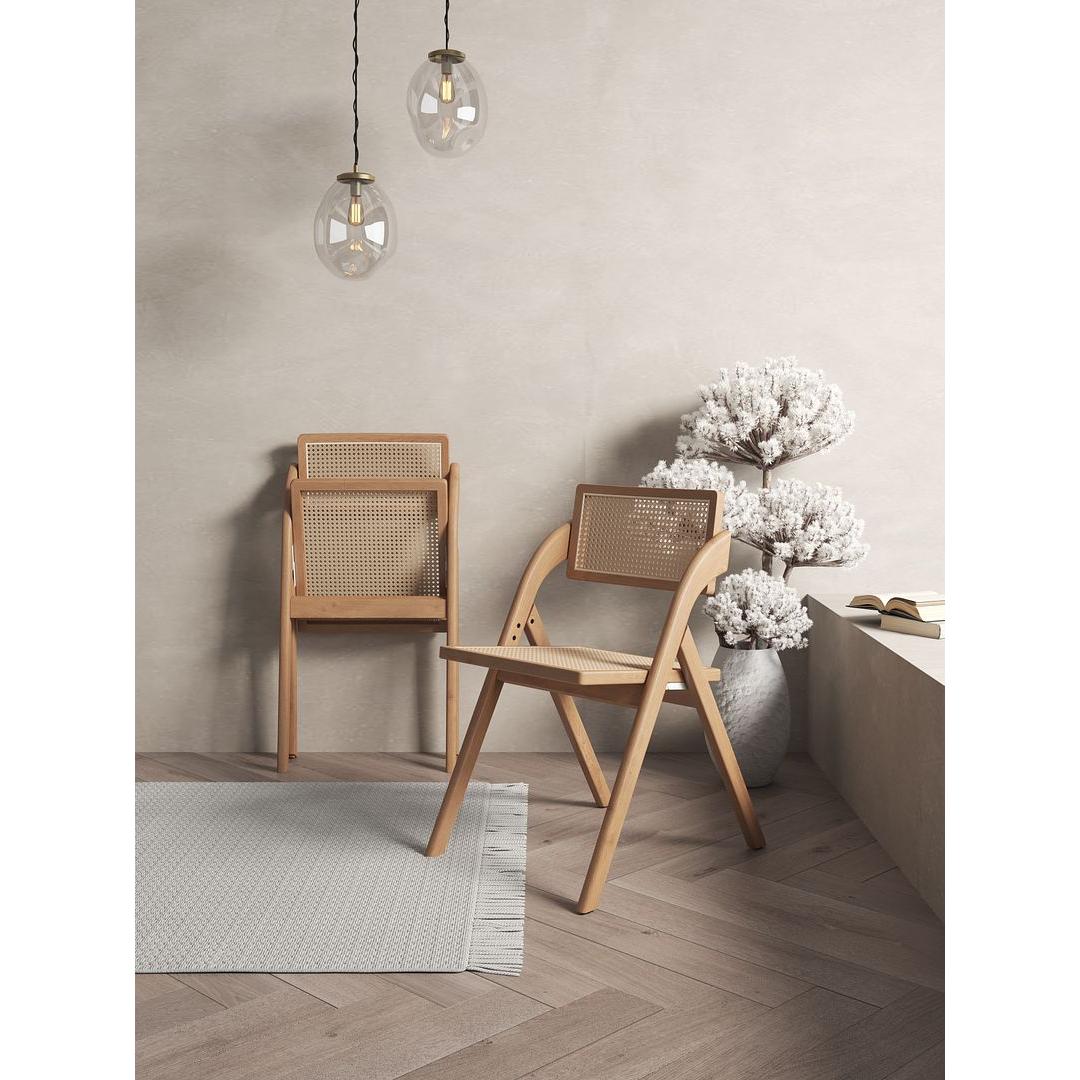 Manhattan Comfort Lambinet Nature Cane Folding Dining Chairs In A Set Of 2