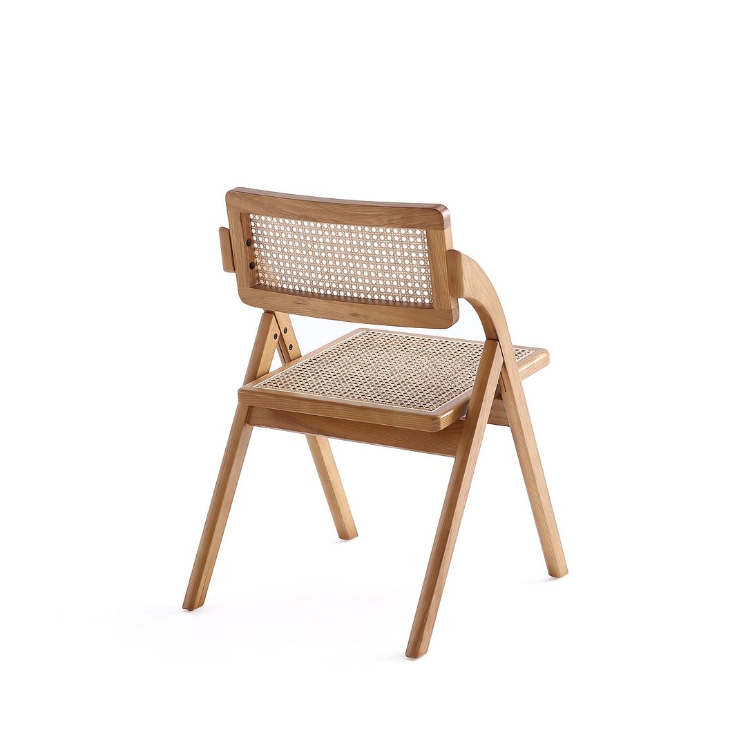 Manhattan Comfort Lambinet Nature Cane Folding Dining Chairs In A Set Of 4