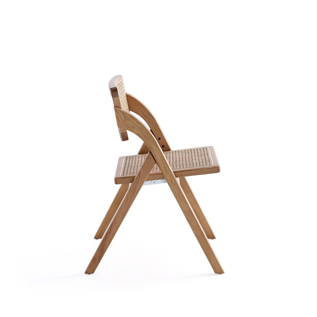 Manhattan Comfort Lambinet Nature Cane Folding Dining Chairs In A Set Of 4