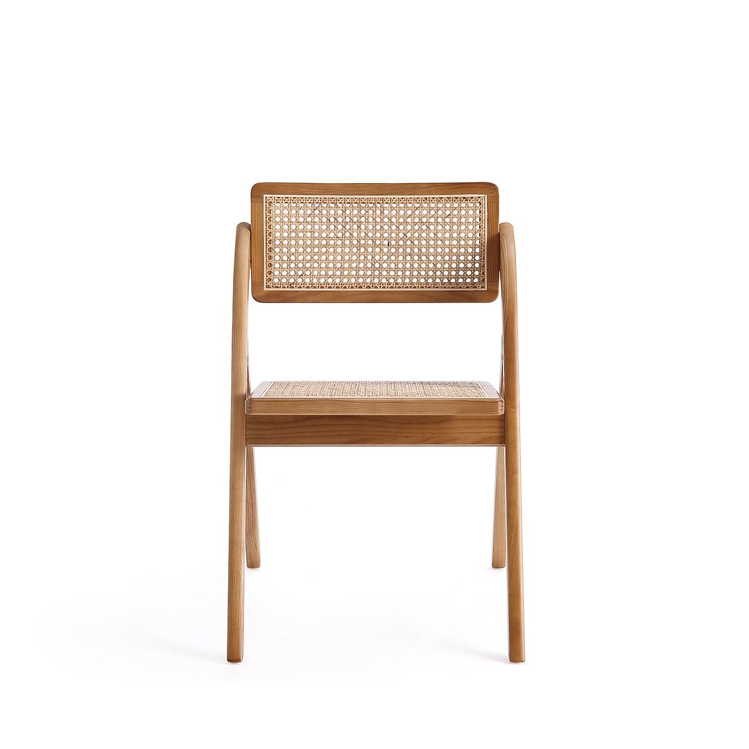 Manhattan Comfort Lambinet Nature Cane Folding Dining Chairs In A Set Of 4