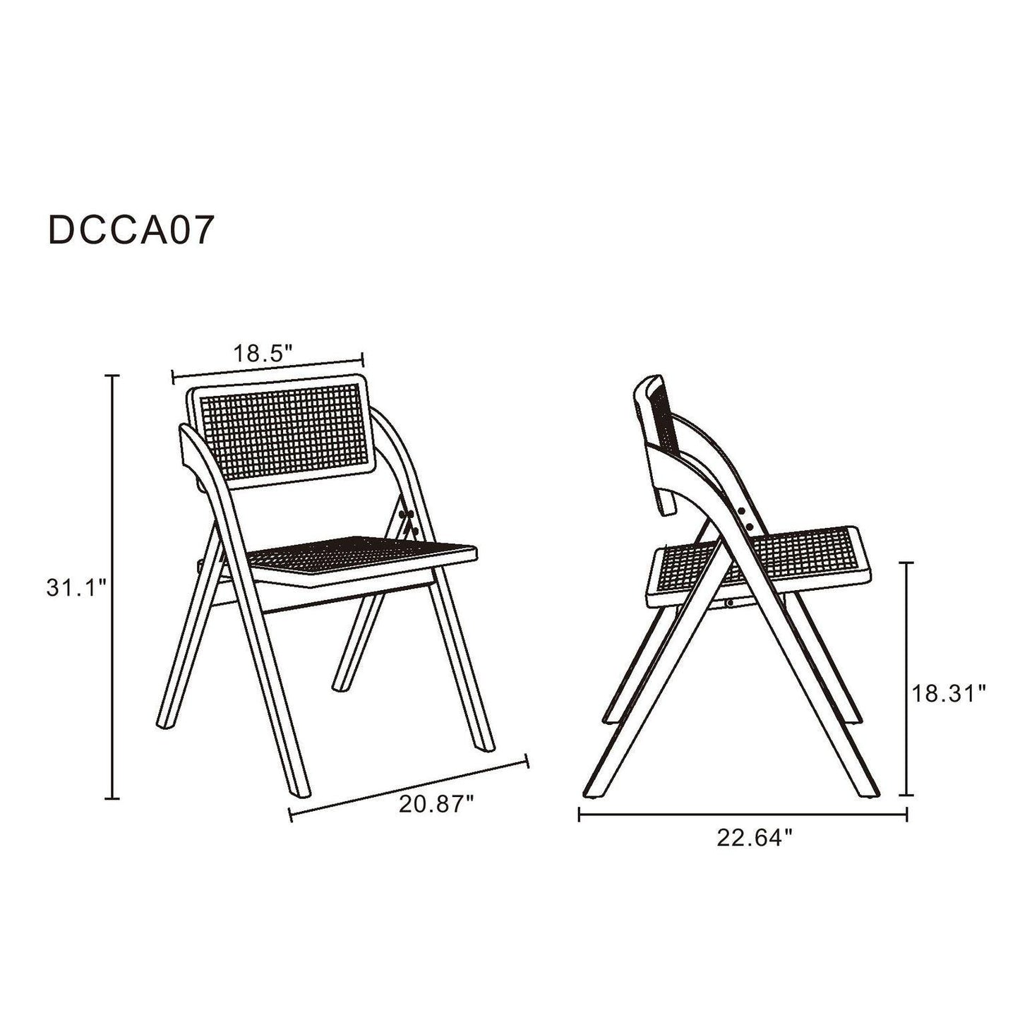 Manhattan Comfort Lambinet Nature Cane Folding Dining Chairs In A Set Of 4