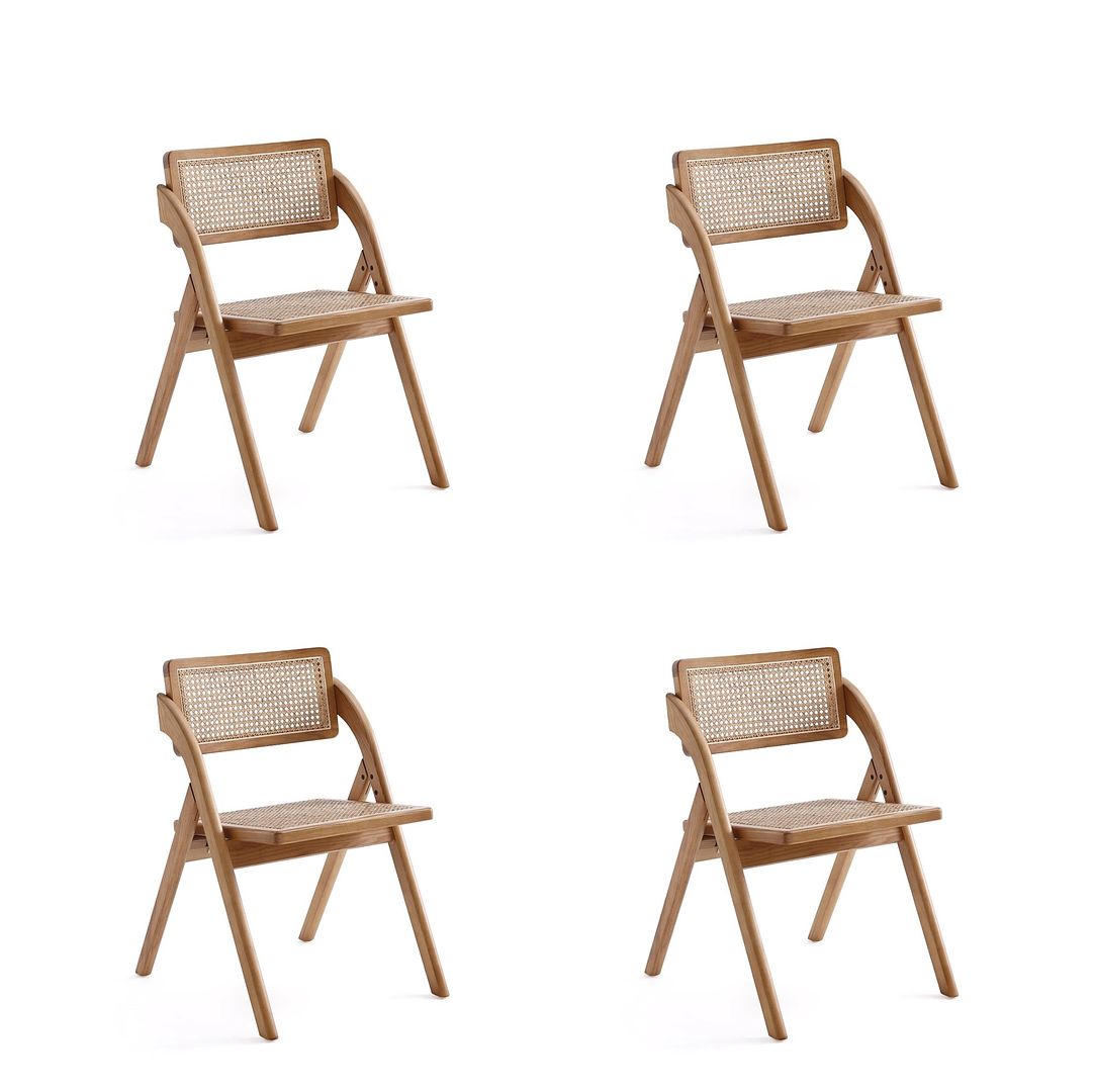 Manhattan Comfort Lambinet Nature Cane Folding Dining Chairs In A Set Of 4