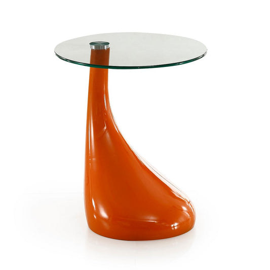 Manhattan Comfort Lava 20" Orange Glass Top Accent Table