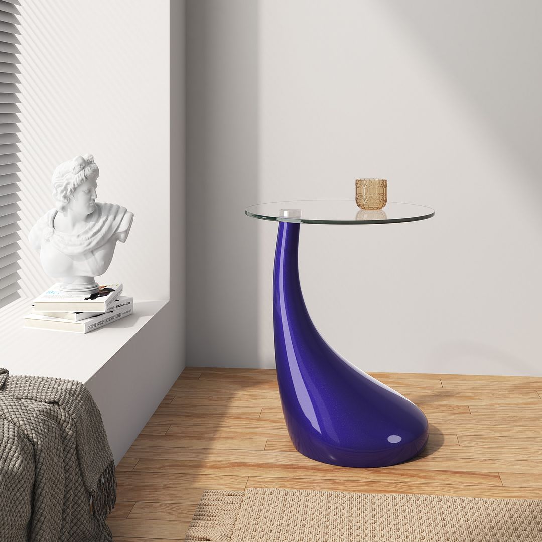 Manhattan Comfort Lava 20" Purple Glass Top Accent Table