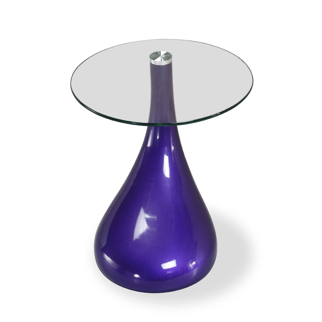 Manhattan Comfort Lava 20" Purple Glass Top Accent Table