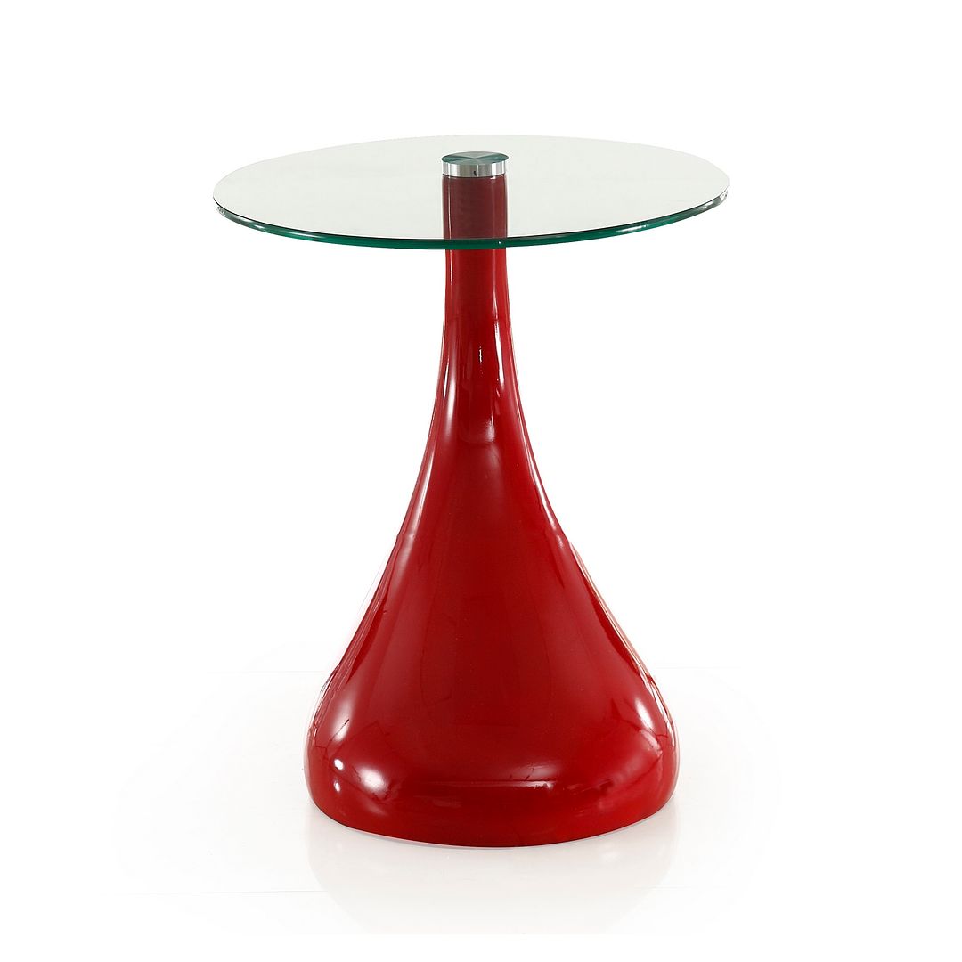 Manhattan Comfort Lava 20" Red Glass Top Accent Table