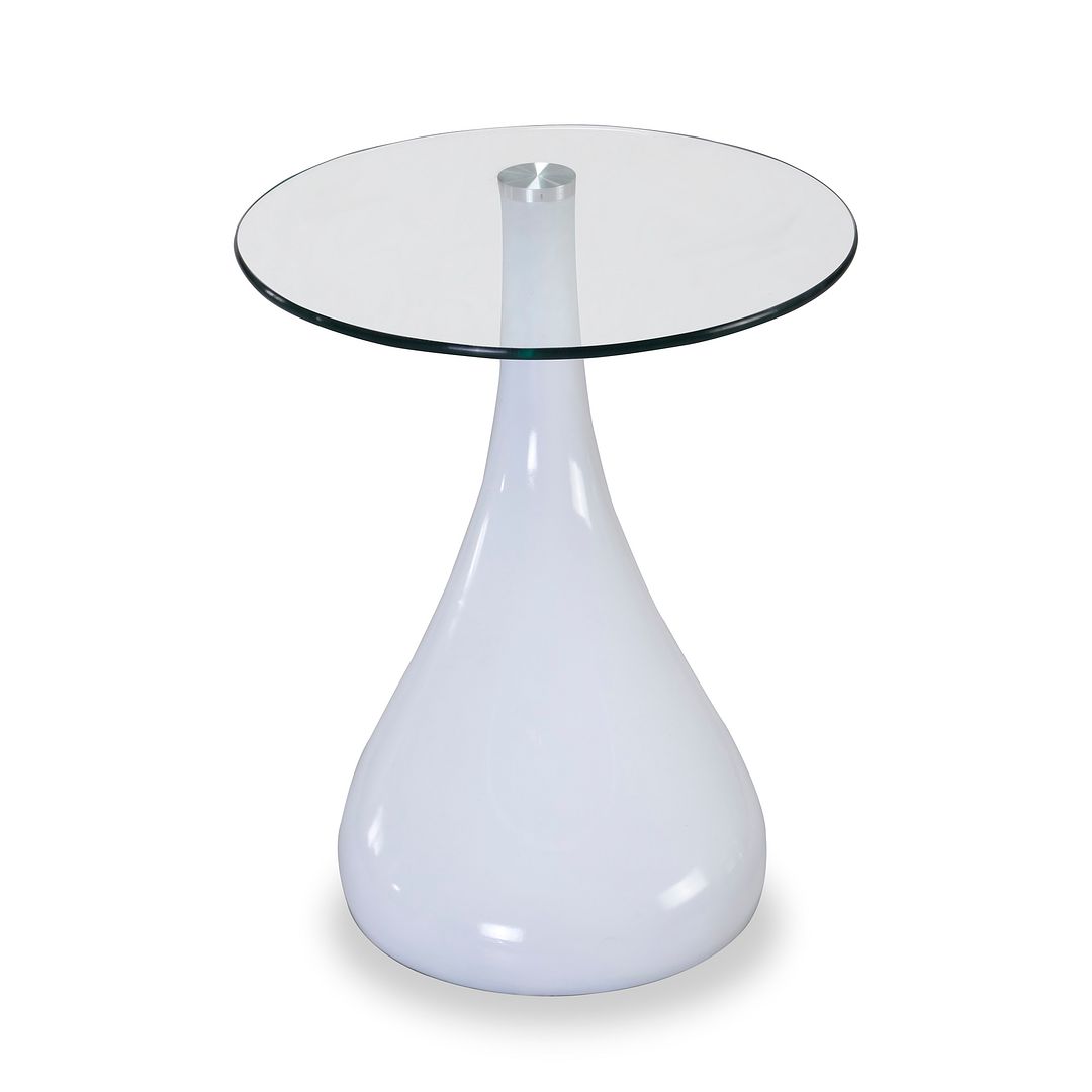 Manhattan Comfort Lava 20" White Glass Top Accent Table
