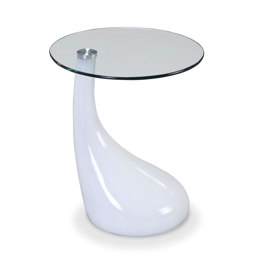 Manhattan Comfort Lava 20" White Glass Top Accent Table