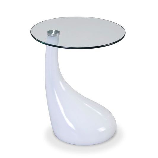 Manhattan Comfort Lava 20" White Glass Top Accent Table