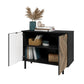 Manhattan Comfort Liam Black & Brown Wood Accent Cabinet With 2 Shelves