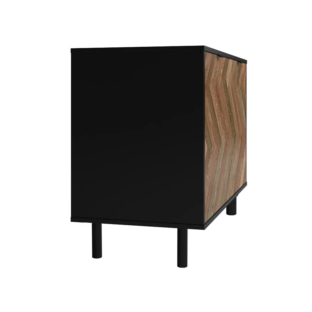 Manhattan Comfort Liam Black & Brown Wood Accent Cabinet With 2 Shelves