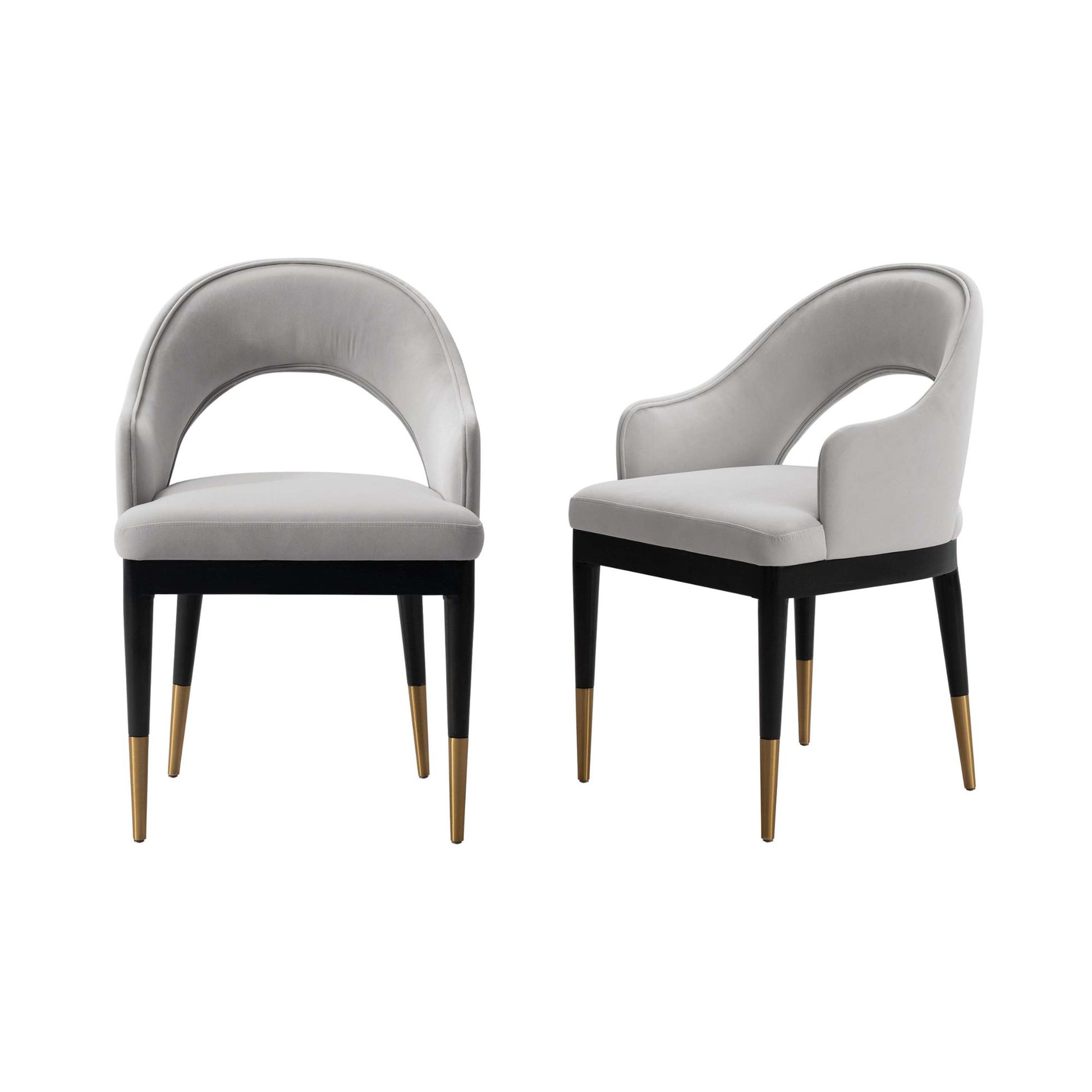 Manhattan Comfort Light Gray Modern Carrington Velvet Dining Armchair In A Set Of 2