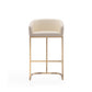 Manhattan Comfort Louvre 40"H Cream & Titanium Gold Stainless Steel Barstool