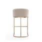 Manhattan Comfort Louvre 40"H Cream & Titanium Gold Stainless Steel Barstool