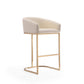 Manhattan Comfort Louvre 40"H Cream & Titanium Gold Stainless Steel Barstool