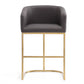 Manhattan Comfort Louvre 40"H Gray & Black Stainless Steel Barstool