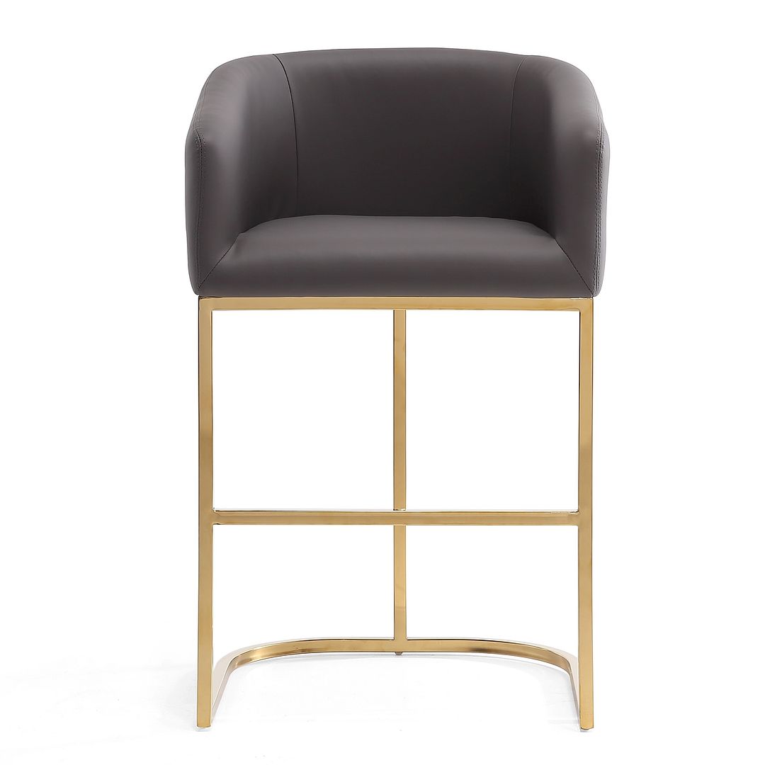 Manhattan Comfort Louvre 40"H Gray & Black Stainless Steel Barstool