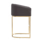 Manhattan Comfort Louvre 40"H Gray & Black Stainless Steel Barstool