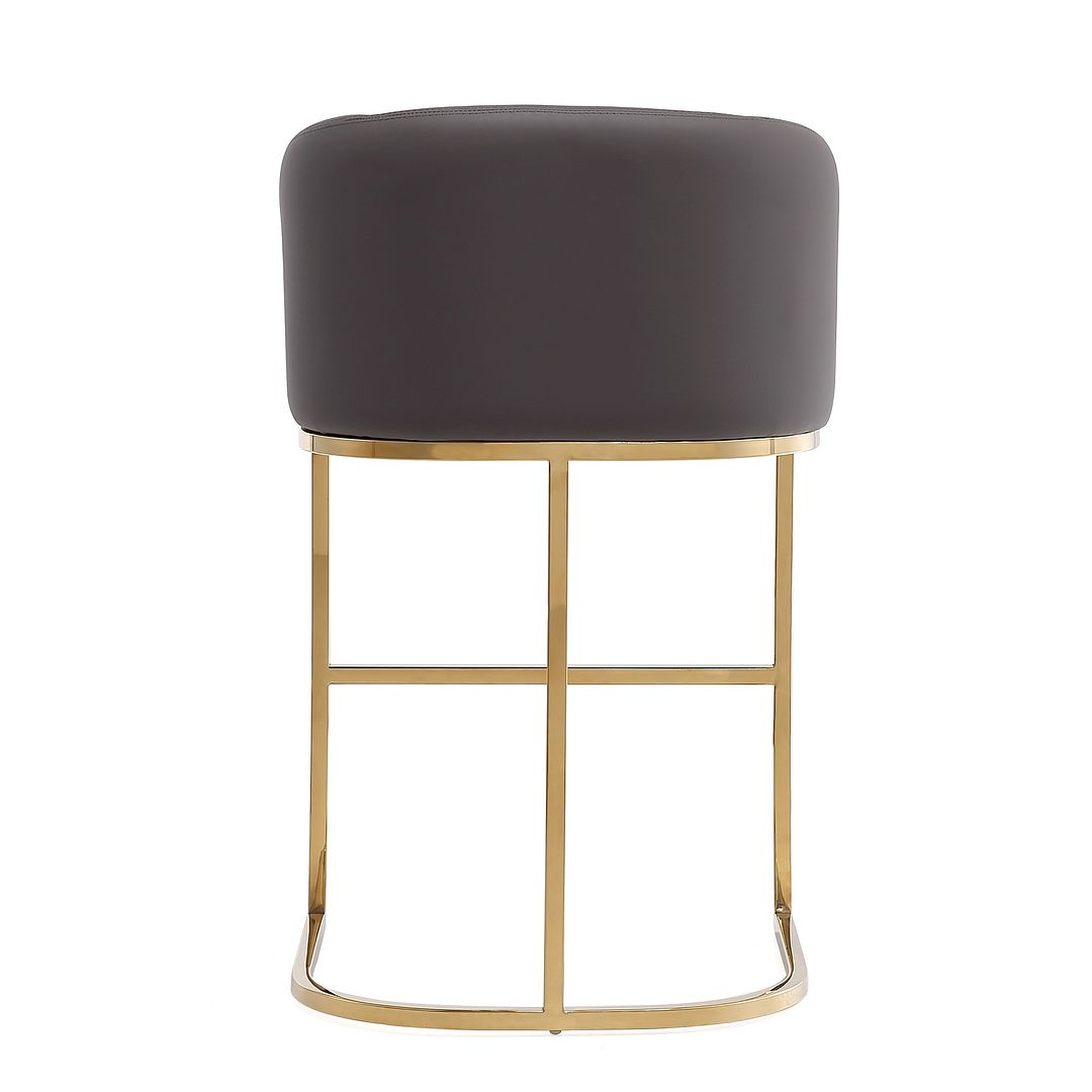 Manhattan Comfort Louvre 40"H Gray & Black Stainless Steel Barstool