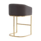 Manhattan Comfort Louvre 40"H Gray & Black Stainless Steel Barstool