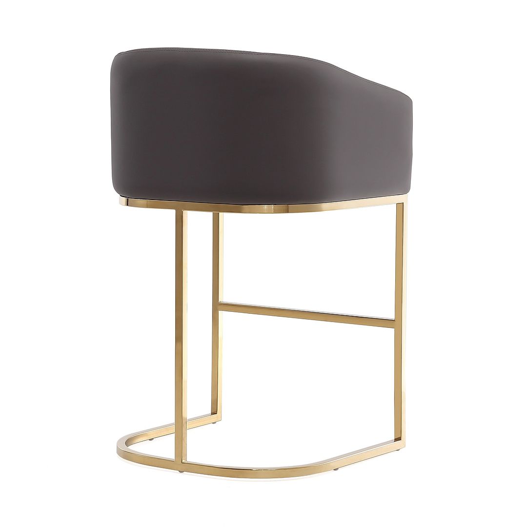 Manhattan Comfort Louvre 40"H Gray & Black Stainless Steel Barstool