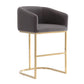 Manhattan Comfort Louvre 40"H Gray & Black Stainless Steel Barstool