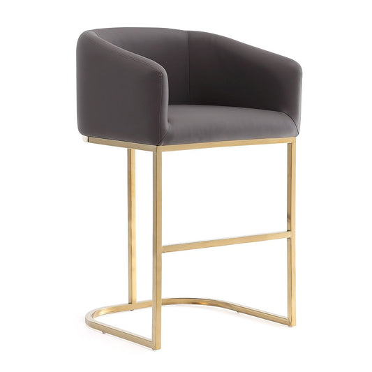 Manhattan Comfort Louvre 40"H Gray & Black Stainless Steel Barstool