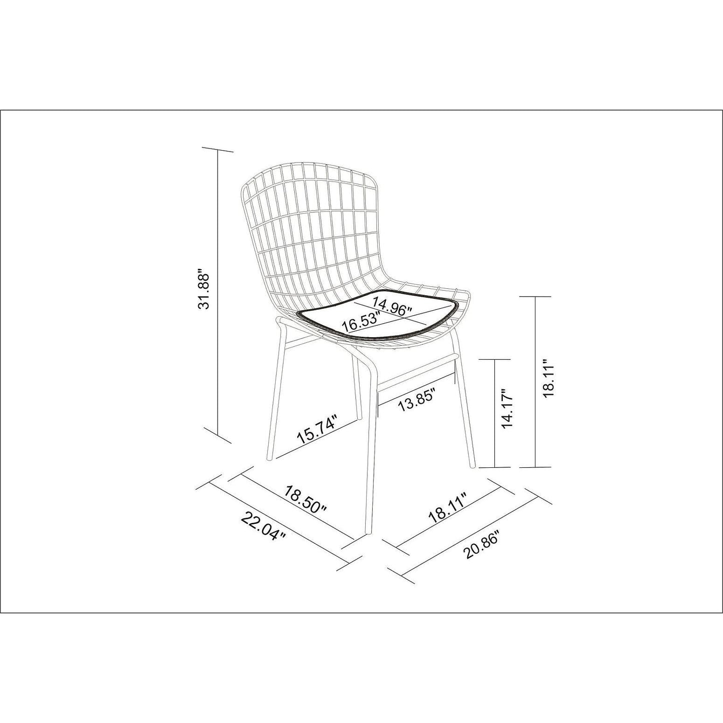 Manhattan Comfort Madeline 2-Piece Chair With Seat Cushion In Black