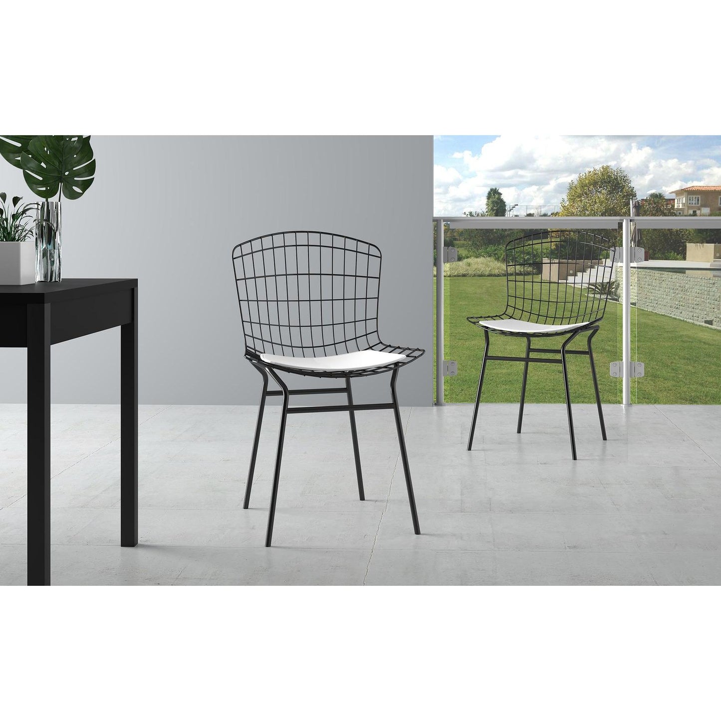 Manhattan Comfort Madeline 2-Piece Chair With Seat Cushion In Black & White