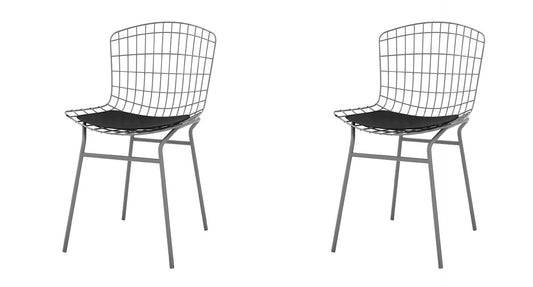 Manhattan Comfort Madeline 2-Piece Chair With Seat Cushion In Charcoal Gray & Black