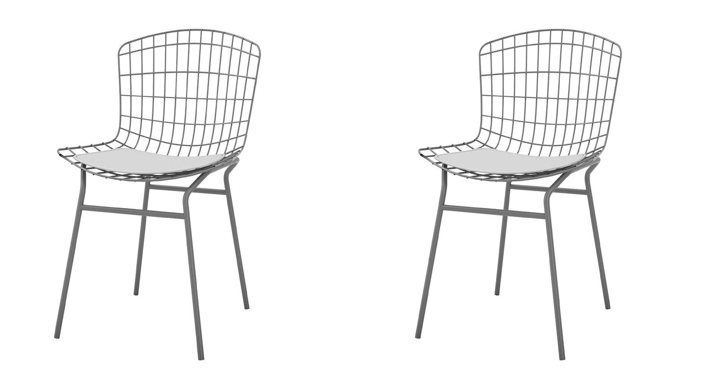 Manhattan Comfort Madeline 2-Piece Chair With Seat Cushion In Charcoal Gray & White