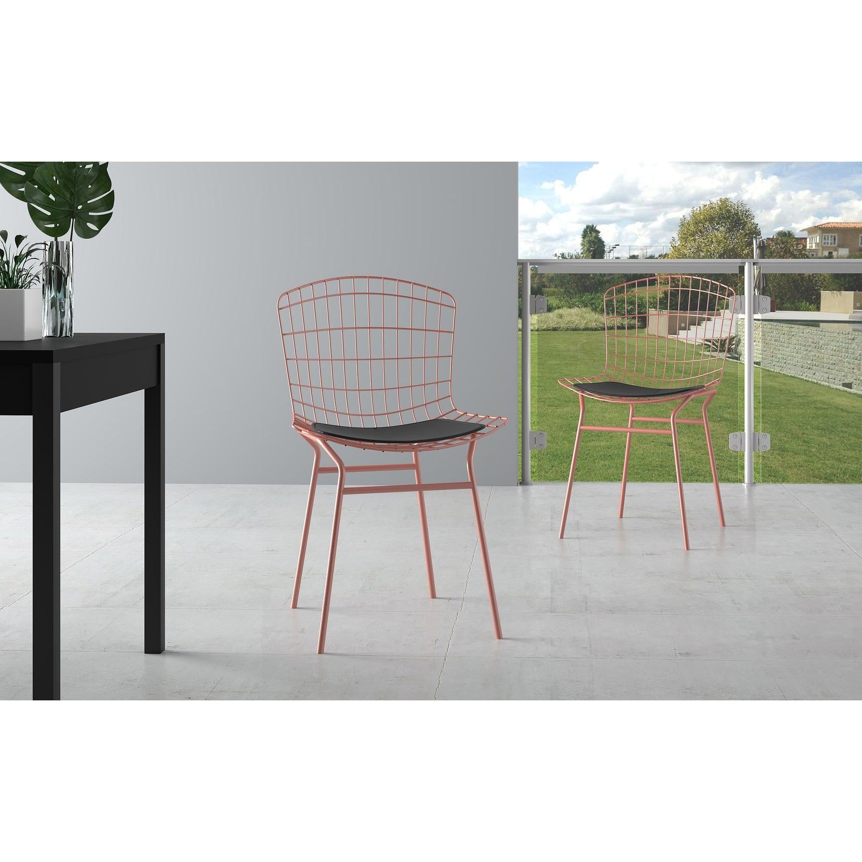 Manhattan Comfort Madeline 2-Piece Chair With Seat Cushion In Rose Pink Gold & Black