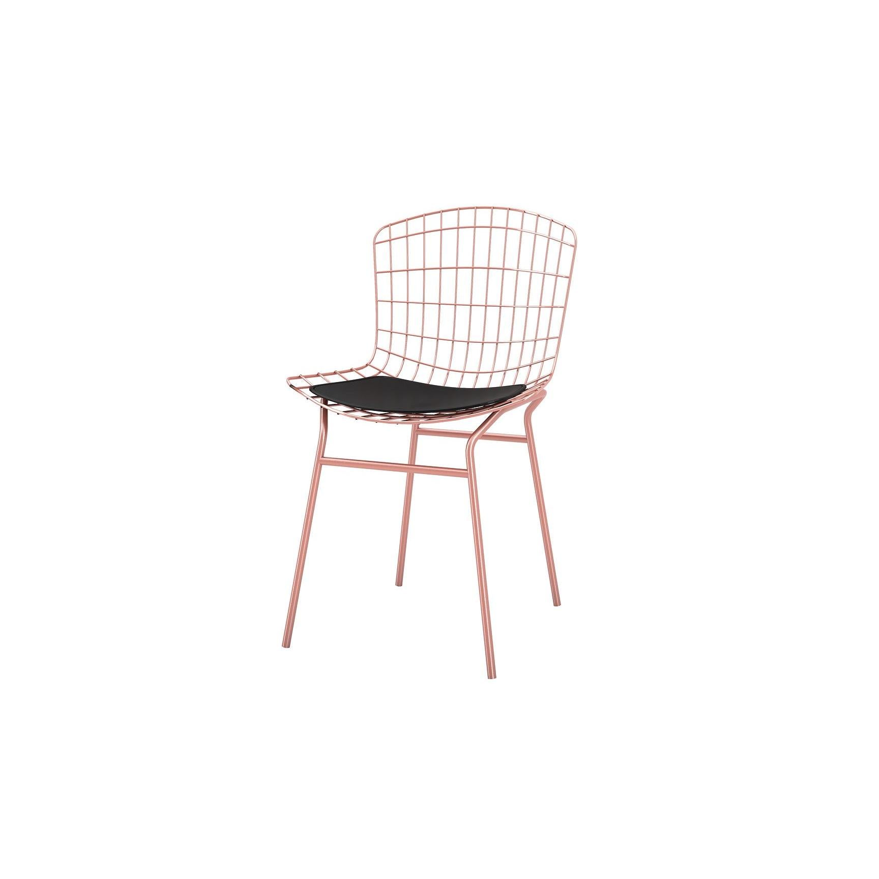Manhattan Comfort Madeline 2-Piece Chair With Seat Cushion In Rose Pink Gold & Black