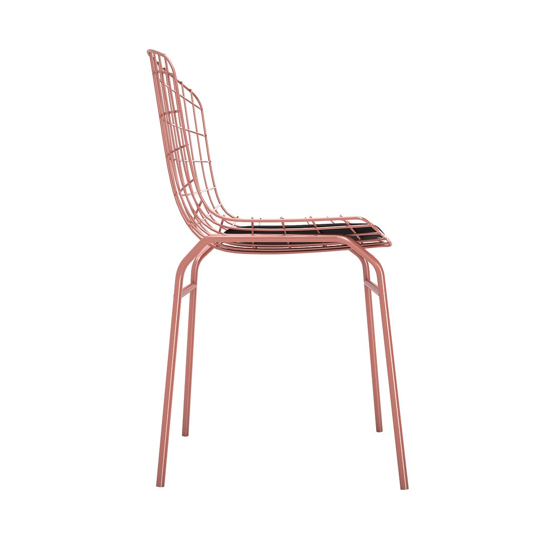Manhattan Comfort Madeline 2-Piece Chair With Seat Cushion In Rose Pink Gold & Black