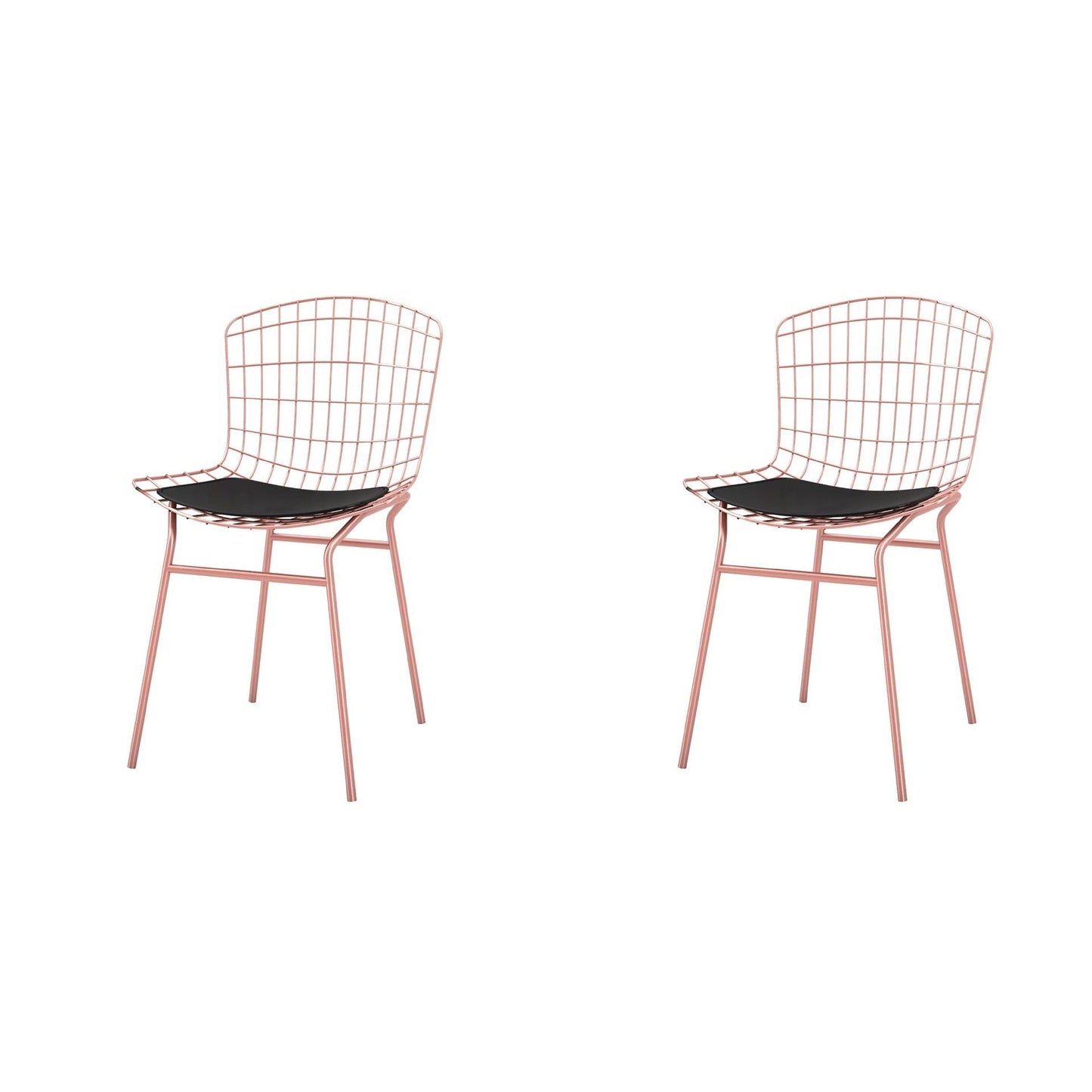 Manhattan Comfort Madeline 2-Piece Chair With Seat Cushion In Rose Pink Gold & Black