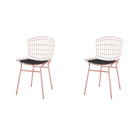 Manhattan Comfort Madeline 2-Piece Chair With Seat Cushion In Rose Pink Gold & Black
