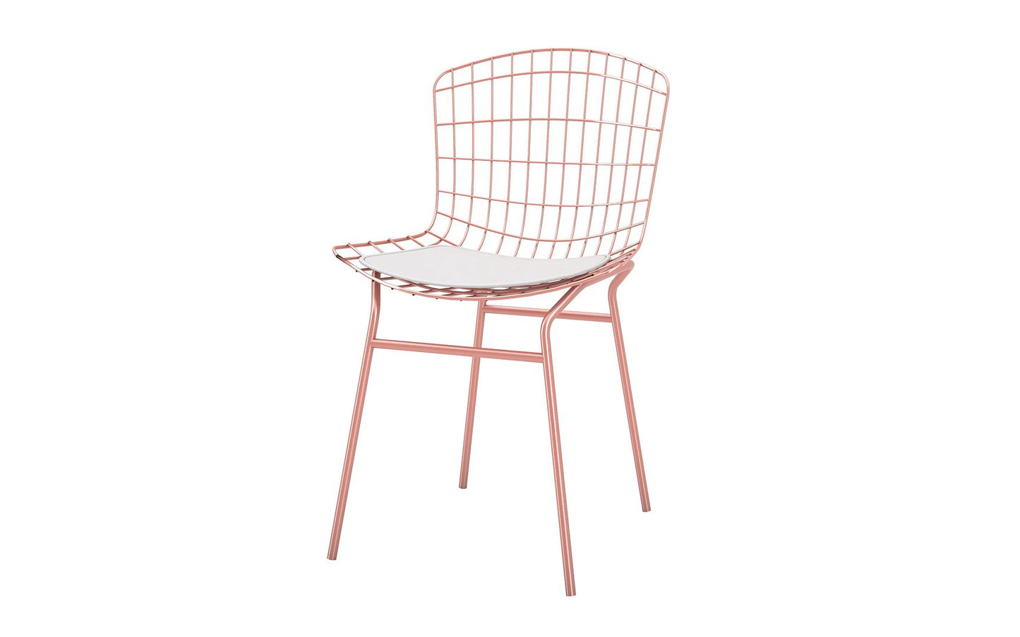 Manhattan Comfort Madeline 2-Piece Chair With Seat Cushion In Rose Pink Gold & White