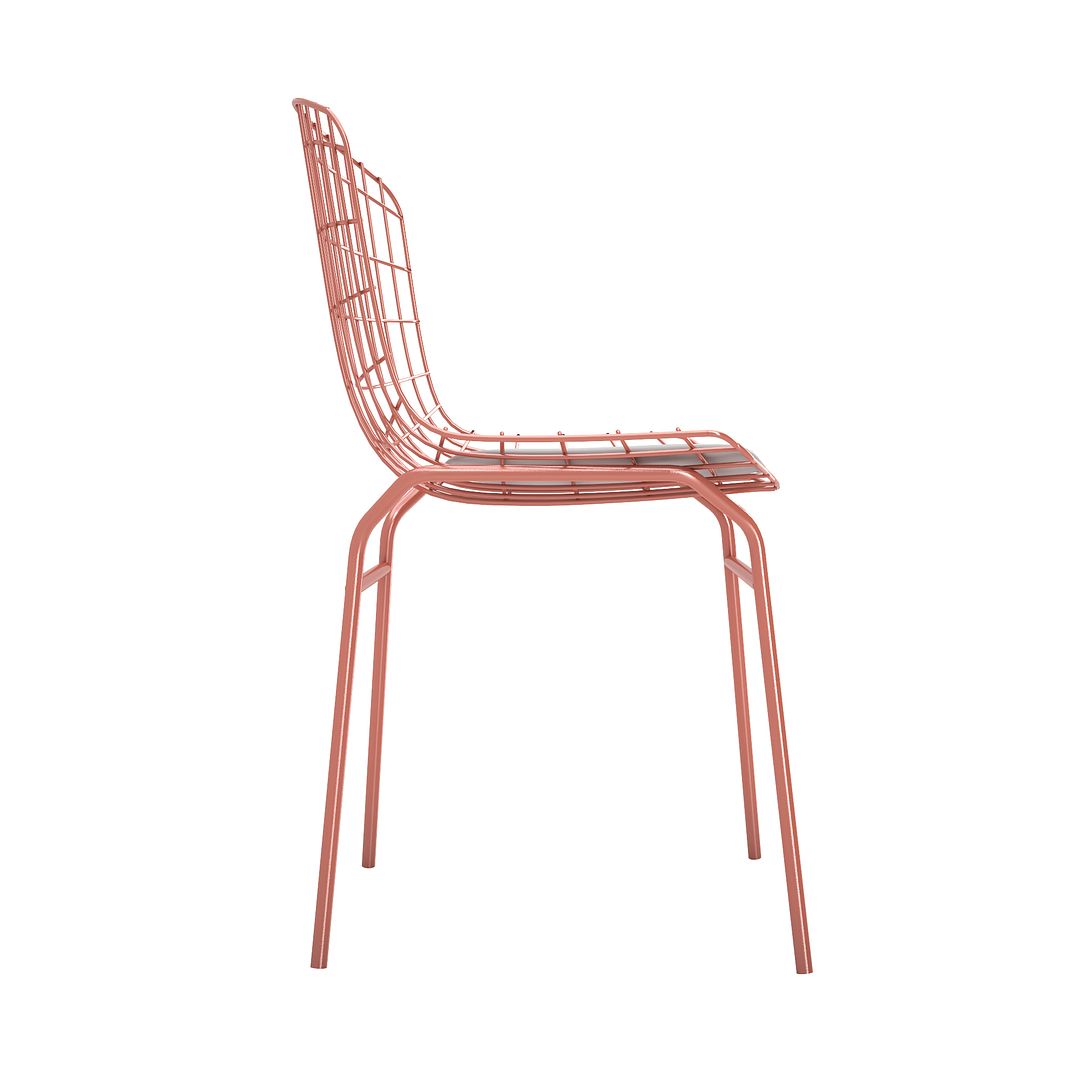 Manhattan Comfort Madeline 2-Piece Chair With Seat Cushion In Rose Pink Gold & White
