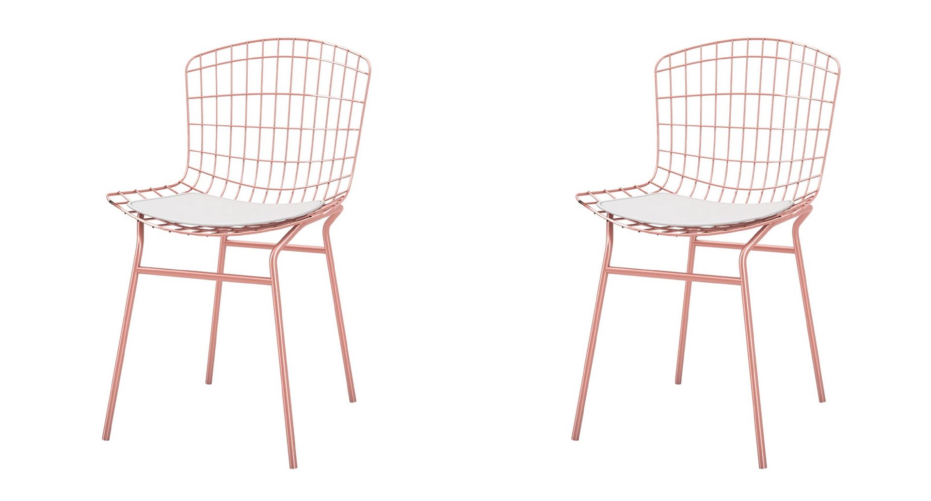 Manhattan Comfort Madeline 2-Piece Chair With Seat Cushion In Rose Pink Gold & White