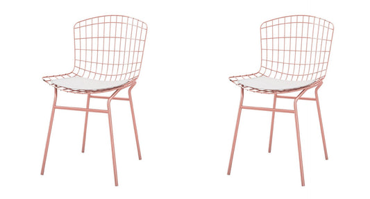 Manhattan Comfort Madeline 2-Piece Chair With Seat Cushion In Rose Pink Gold & White